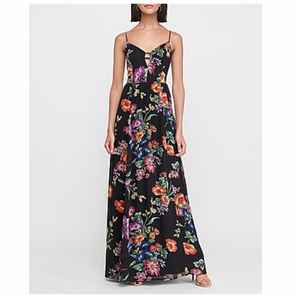 Long Floral Cutout Maxi Dress Size XS by Express. New, Never Worn.